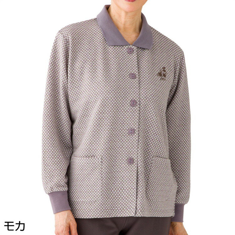 カーディガン 長袖 レディース 秋冬 ワンタッチテープポロカーディ S M~L LL 3L 820906 ケアファッション │ 羽織り トップス ポロシャツ風 女性 婦人 ミセス シニア 人気 おしゃれ かわいい ポケット付き 前開き 襟付き マジックテープ ストレッチ 上品 プレゼント 2025AW