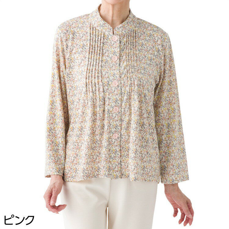 樂天商城 - ブラウス レディース 長袖 おしゃれ 春夏 斜め釦ホールピンタックブラウス 822105M〜L LL ケアファッション │ トップス 女性 婦人 ミセス シニア 大人 オシャレ着 キレイめ 上品 カジュアル かわいい 古馬ながら ストレッチ 伸びる 後ろ身頃長め 2026SS