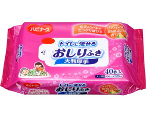 ハビナース トイレに流せるおしりふき 大判厚手タイプ 40枚入 1005634 ピジョン │ おしりふき 流せる 消耗品 大判サイズ 厚手 柑橘系 おむつ交換 ノンアルコール 介護 高齢者 排泄ケア 介護用品