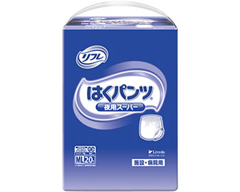 大人 おむつ 業務用 リフレ はくパンツ 夜用スーパー ML （ウエスト70〜95cm） 20枚×4袋 吸水量860cc 17601 リブドゥコーポレーション │ 高齢者 介護用品 尿漏れ 失禁対策 尿もれ 尿モレ おもらし 使い捨て オムツ 紙パンツ 病院 老人ホーム デイサービス