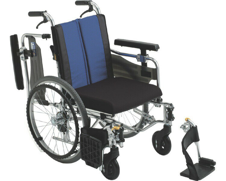 車椅子 アルミ自走車いす BAL-9 座幅40cm ブルー(A-2)ナイロン ミキ|車イス くるまいす 座面高調整可能 ノーパンクタイヤ仕様 肘掛跳ね上げ 脚部...