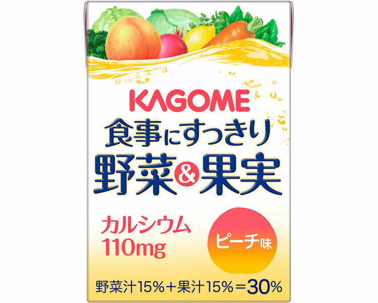 食事にすっきり野菜＆果実カルシウム ピーチ味 7796 100mL カゴメ │ | 野菜 野菜ミックス 果汁＆野菜 紙パック