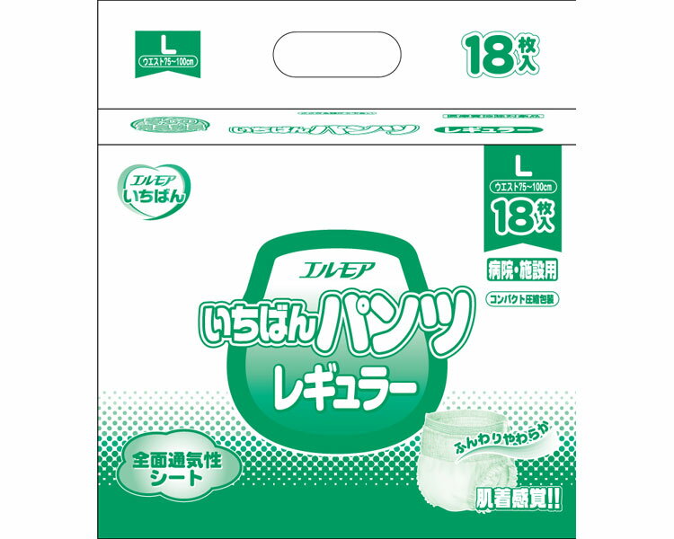 業務用 エルモア いちばんパンツレギュラー Lサイズ 18枚×6袋セット 452021 カミ商事 │ 大人用紙おむつ パンツタイプ エルモア オムツ 使い捨て ケース販売 まとめ買い 消耗品