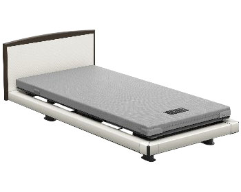 INTIME1000 3モーター セミシングル（91cm幅） ハリウッドスタイル（脚板無） フレーム色：ホワイトスパークル ボード形状：ラウンド（マットブラウン） ボード色：ミディアムウォールナット RQ-1331BB パラマウントベッド │ 介護用品 介護ベッド 電動ベッド 在宅介護