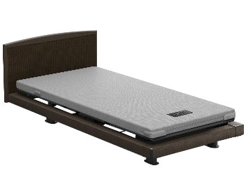 INTIME1000 3モーター セミシングル（91cm幅） ハリウッドスタイル（脚板無） フレーム色：グレーアブストラクト ボード形状：ラウンド（マットブラウン） ボード色：ダークオーク RQ-1333BC パラマウントベッド │ 介護用品 介護ベッド 電動ベッド 在宅介護 高齢者 ベッド