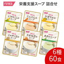 栄養支援 スープ 60食詰合せセット （200mL×6種類×各5個入x2箱） 568365 ホリカフーズ │ アソート バラエティ 栄養補助食品 介護食 流動食 高齢者 栄養補給 レトルト 咀嚼 嚥下困難食 たんぱく質 ビタミン ミネラル 手軽 食事サポート 介護用品 災害備蓄