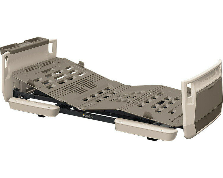 ●電動ベッド 介護ベッド 高齢者 楽匠プラス 棚付き 2モーション X脚タイプ 83cm幅 オプション受：モスグリーン ボード：棚付（アイボリー） KQ-A4117 パラマウントベッド │ 介護用品 在宅介護 高齢者 ベッド