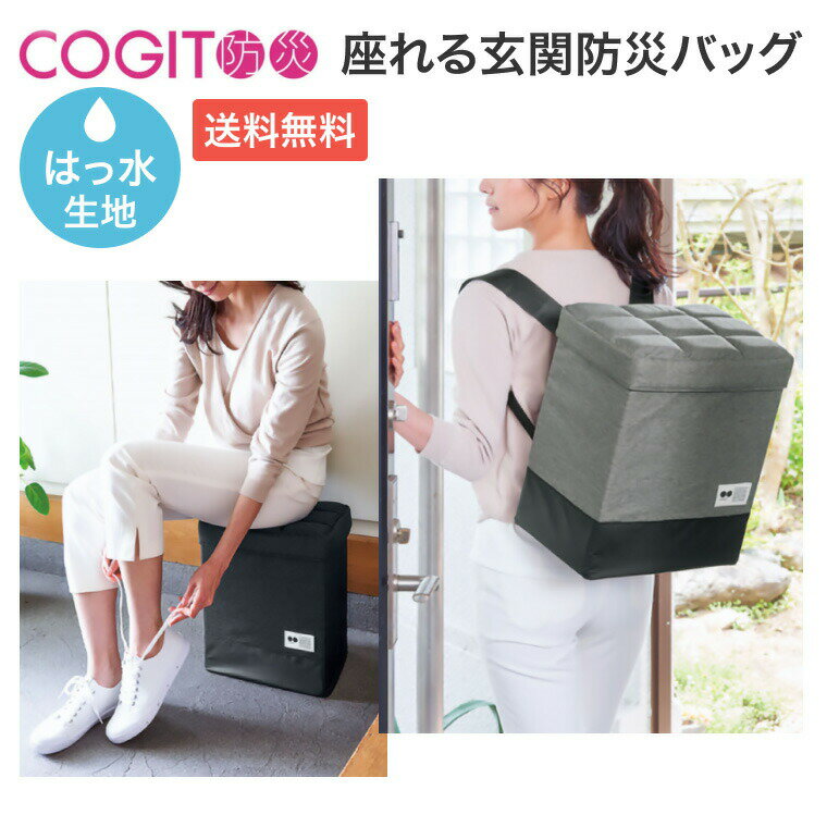 【予約商品:3～4ヵ月後】COGIT防災 座れる玄関防災バッグ 91087 コジット │ 座れる 防災バッグ 椅子型リュック 収納チェア 収納ボックス 玄関用チェア 収納箱 イス 椅子 腰掛 防災用品 防災グッズ 災害 緊急時 持ち出し リュック 調節可能 玄関 椅子 耐荷重約100kg