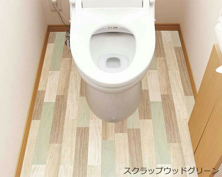 介護BOX パンドラの防水トイレ模様替えシート トイレ全面用（幅90×長さ170×厚さ約0.035cm） KSBKT 明和グラビア │ トイレ 床 模様替え リメイクシート 貼るだけ はがせる DIY 賃貸 抗菌 防水 消臭 雑貨 おしゃれ 簡単 タイル調 木目調 汚れ防止 キズ防止 トイレ用品 トイレ清掃 介護用品｜アングル3