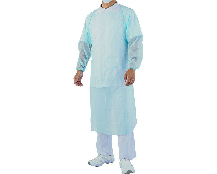 ガウン 使い捨て プラスチックガウン （ゴム袖タイプ） 20μ 個包装タイプ SHG-002 ブルー 合計160枚入..