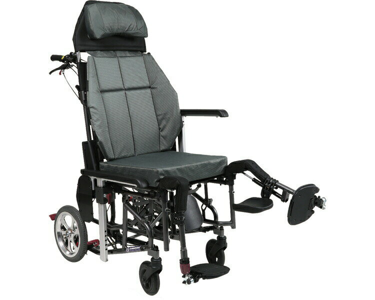 車椅子 ティルト＆リクライニング車椅子 モダンリッチスタイル KMD-R12 No.82（チャコールグレー） カワムラサイクル │ 車いす 車イス 介助 介護用品 折りたたみ 背折れ リクライニング ティルト クッション付き スイングアウト 介助ブレーキ付き ノーパンクタイヤ