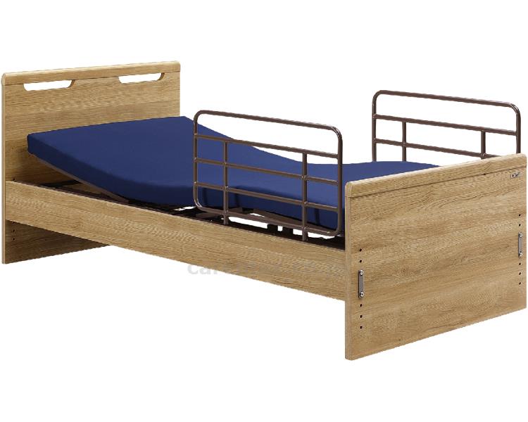 電動ベッド 1モーター 介護ベッド 高齢者 カラセル2 フラット 1モーター サイドレール2本付・ポケットコイルマットレスMT-11付 G-CS2F1R91N+MT-11 ナチュラル グランツ │ 介護用品 福祉用具 お年寄り 老人 シニア 背上げ 脚上げ 在宅介護 病院 老人ホーム