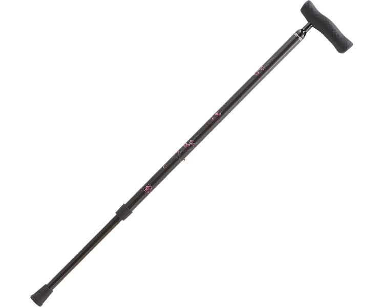 ●サイズ／長さ66.5〜91.5cm（11段階）●重さ／255g●材質／シャフト：カーボン、グリップ：カーボン・TPE、先ゴム：合成ゴム●SGマーク取得商品・軽量且つ握りやすいグリップの形状で快適さを求めたステッキ。・グリップの表面はTPE素材で柔らかくて滑りにくく、更にスリムネックタイプで手が疲れにくいです。【マキテック】