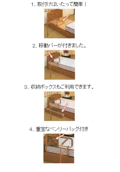 ベッド用てすり「ささえ」 ニュータイプ 島製作所｜介護用品 手すり 立ち上がり 補...