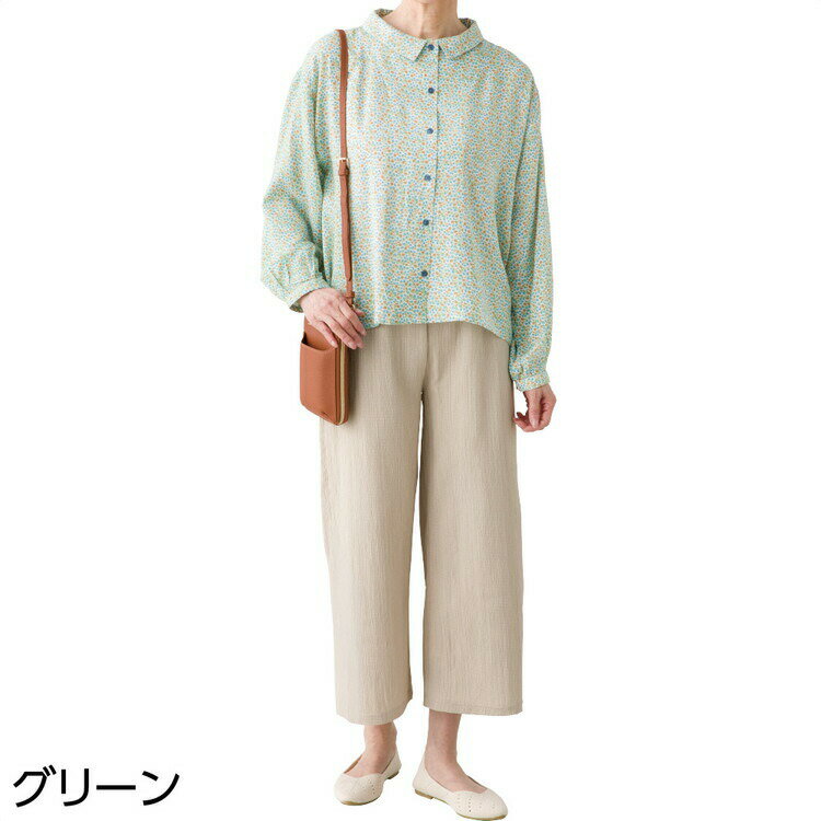 ブラウス レディース おしゃれ 春夏 長袖 フラワープリントブラウス 822173 M L ケアファッション │ トップス かわいい 女性 婦人 ミセス シニア 大人 襟付き カジュアル キレイめ 前開き シャツ 花柄 ボタン留め オシャレ着 可愛い プレゼント 2026SS