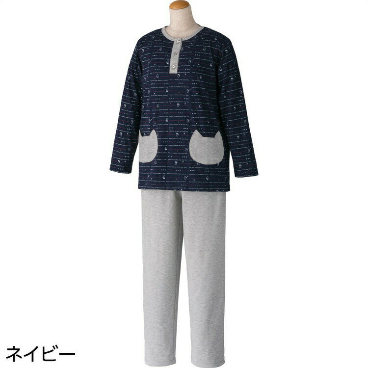 ●適応サイズ目安／（対応バスト）M：79〜87cm・L：86〜94cm・LL：93〜101cm、（対応ウエスト）M：64〜70cm・L：69〜77cm・LL：77〜85cm、（対応ヒップ）M：87〜95cm・L：92〜100cm・LL：97〜105cm●素材／ポリエステル65％、綿35％、天竺●生産国／中国●洗濯機可●春夏用●婦人用・おうちで過ごす時間を、おしゃれでくつろぎ感のあるものにしてくれます。・着脱が簡単な半開のかぶりタイプパジャマ。※柄は若干変更になる場合もございます。【ケアファッション】