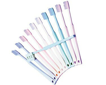 歯ブラシ 歯ぶらし シーラブ2×6歯ブラシ（硬さふつう） 10本入（グリーン・ブルー・ホワイト・パープル・ピンク×各2本入） 長さ16.5cm アイ・ソネックス │ 口腔ケア オーラルケア エチケット 介護用品 日本製 つまようじ法 大人 高齢者 お年寄り 老人 病院 老人ホーム