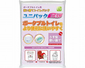 ●サイズ（1枚当たり）／55×65cm●重さ／800g●材質／吸水シート：吸水ポリマー・綿状パルプ、袋：ポリエチレン●吸水量／約500cc●生産国／日本・1回（最大2、3回吸水可能）使い捨てで手軽に使えるユニトイレパック。・「広げてかぶせて使うだけ」の簡単使用。・吸水シートが袋の底に圧着されているので、排泄時の音を吸収します。【ユニトレンド】