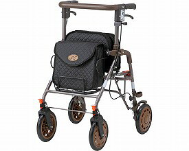 ●サイズ／幅51.5×奥行62×高さ79.5〜88.5cm、折りたたみ時：幅51.5×奥行38×高さ85cm、座面：幅35.5×奥行28cm、座面高：42.5cm、ハンドル内幅：36.5cm●車輪サイズ／前輪18.5×後輪18.5cm●重さ／6.4kg●材質／本体：アルミ、バック・座面：ポリウレタン●最大使用者体重／75kg●バッグ積載荷重／3kg●標準機能／折りたたみ式（自立）、ハンドル高さ調整（4段階／3cmピッチ）、2WAYキャスター（固定・左右60°）、杖・傘置き付 ・座面を下ろすと自動でブレーキがかかる歩行器。 【アイルリンク】