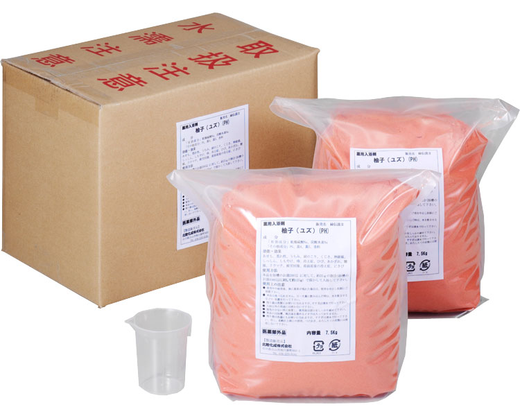 業務用入浴剤 柚子（ユズ） 15kg（7.5kg×2） 00902045 フェニックス │ 薬用入浴剤 大容量 冷え性 秋冬 冷え対策 寒さ対策 リラックス お風呂 バスグッズ 入浴関連 高齢者 お年寄り 病院 施設 デイサービス 法人 銭湯 ホテル 旅館 ビジネス ケース販売 介護用品