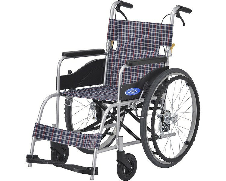 日進医療器 車椅子 アルミ自走車いす NEO-1 座幅40cm ノーパンクタイヤ │ 介護用品 歩行補助 車イス 車椅子 くるまいす 福祉 高齢者 お年寄り シニア 老人 在宅介護 病院 施設 デイサービス 歩行 補助 サポート 自走式 自走用 折り畳み 背折れ 介助ブレーキ付き