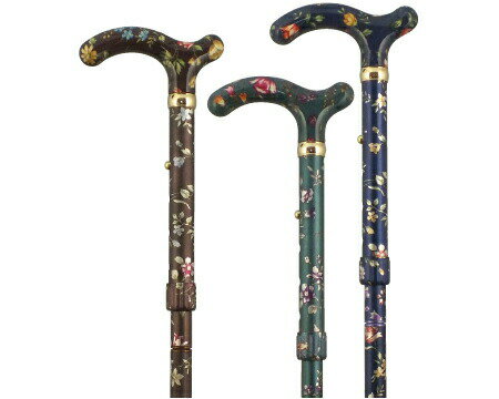 杖 ステッキ おしゃれ 軽量 花柄 介護 艶消総花柄アルミステッキ A20 （長さ76.5〜84cm） 土屋産業 │ 折りたたみ SGマーク取得商品 高齢者 介護 折り畳み式 アルミ製ステッキ フラワー柄 コンパクト 収納袋付き 歩行補助 歩行サポート お出かけ お散歩 お年寄り プレゼント