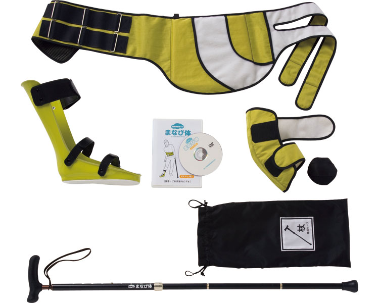 疑似体験セットまなび体 片マヒ用 3010 （下肢装具、肘・腰サポーター、杖、ご利用案内DVD、キャリングケース） 特殊衣料 │ 学校 学習 高齢者 介護 体験 学習用教材 専門学校 大学 高校 福祉 勉強 理学療法士監修 片麻痺 キャリングケース付き