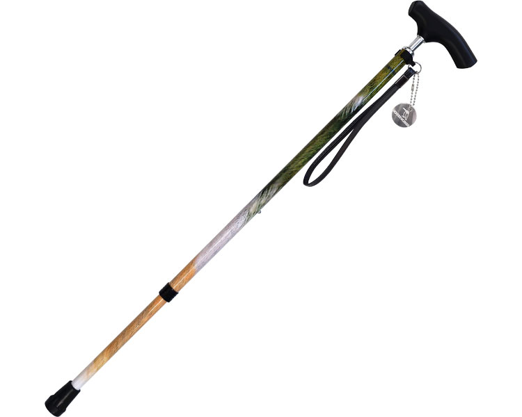 Rakuten - 杖 杖介護 伸縮式 ステッキ おしゃれ ワンダーワーカー伸縮ステッキ （長さ66〜93.5cm） 66-B01 島製作所 │ つえ ステッキ おしゃれ 伸縮タイプ 歩行補助 高齢者 介護用品 プリント柄 野鳥 お年寄り 老人 シニア 歩行サポート 細型ネックタイプ 握りやすい SGマーク取得商品