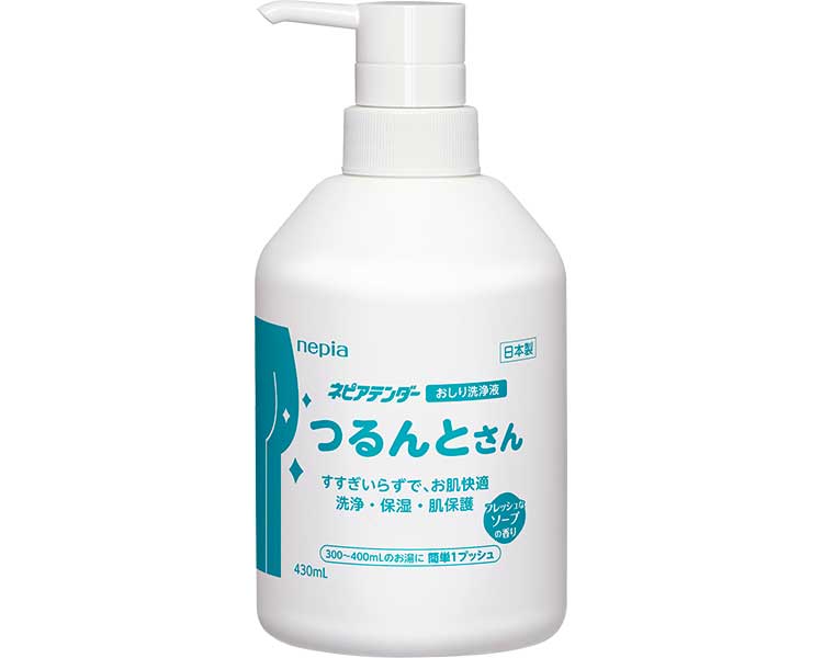 おしり洗浄液 ネピアテンダー おしりふき洗浄液 つるんとさん 430mL 89011 王子ネピア │ お尻洗浄液 介護 高齢者 排泄ケア 洗浄 保湿 肌保護 日本製 国産 泡立て不要 すすぎ不要 ソープの香り せっけんの香り お年寄り 老人 シニア 在宅介護 病院 老人ホーム デイサービス