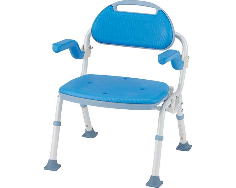 シャワーチェア ソフテック 肘掛け・背付タイプ SBF-00BL（N）ブルー マキテック｜シャワーチェア 風呂椅子 お風呂用椅子 イス 入浴用いす 高齢者 介護用品 福祉用具 入浴用品 入浴介助 折りたたみ お年寄り 老人 シニア 在宅介護 病院 老人ホーム デイサービス