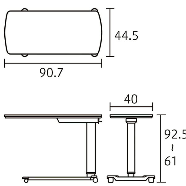 ベッドサイドテーブル アイボリー 天板90×40cm KF-1920 パラマウントベッド ｜ キ...