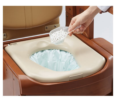安寿 家具調トイレセレクトR 自動ラップ ノーマル 暖房便座 533-942｜ポータブルトイレ 介護用 あたたか便座 排泄 簡易トイレ バケツ不要 掃除簡単 汚物処理 トイレ処理 老人 在宅 排泄物 自動 介護用トイレ アロン化成 pandoraplus-10002658 Pandora+ サンプル画像2
