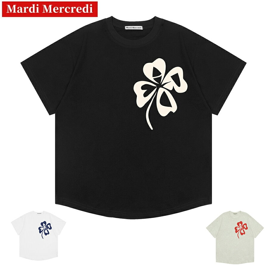 マルディメクルディ MARDI MERCREDI クローバー Tシャツ レディース メンズ カジュアル半袖 TSHIRT 綿100％ 韓国 ファッション ユニセックス トップス プリント シンプル