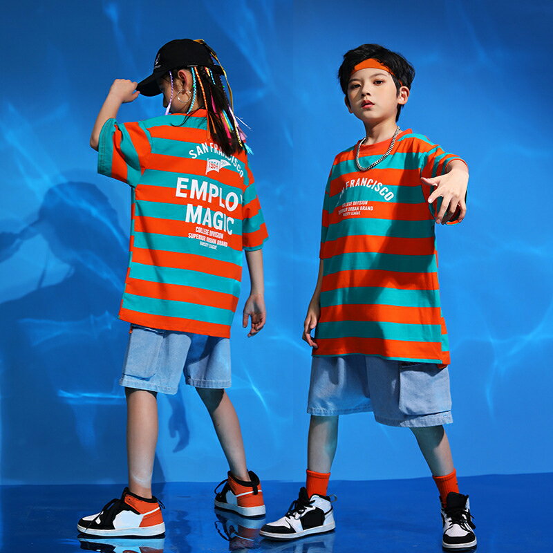 キッズダンス衣装 ヒップホップ HIPHOP 上下セットアップ Tシャツ パンツ 子供 男の子 女の子 ガールズ チア ジャズダンス ステージ衣装 練習着 応援団 演出服