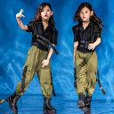 キッズダンス衣装 ヒップホップ HIPHOP 上下セットアップ トップス パンツ 子供 女の子 ガールズ チア ジャズダンス ステージ衣装 練習着 応援団 演出服 K-POP 韓国風