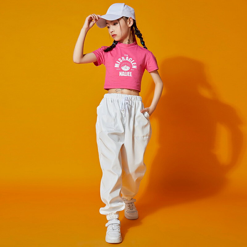 キッズダンス衣装 ヒップホップ HIPHOP 上下セットアップ トップス パンツ 子供 女の子 ガールズ チア ジャズダンス ステージ衣装 練習着 応援団 演出服 K-POP 韓国風