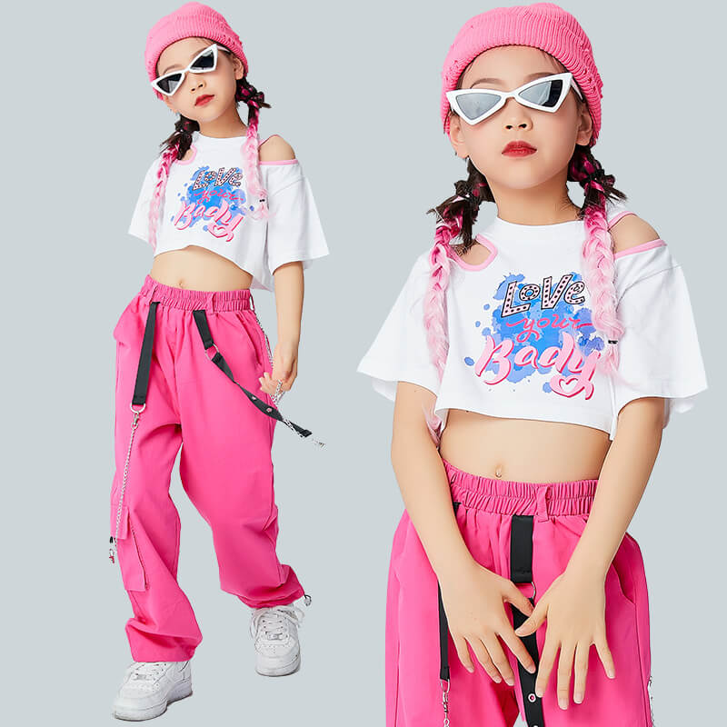 ダンス衣装 キッズ セットアップ ダンス衣装 ヒップホップ キッズ HIPHOP 子供服 上下セットアップ トップス パンツ 子供 女の子 ガールズ チア ジャズダンス ステージ衣装 文化祭 原宿系 練習着 応援団 演出服 K-POP jazz サマーキャンプ 団体服