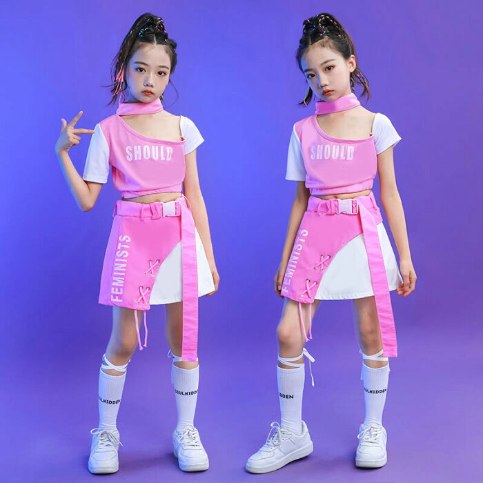 ダンス衣装 キッズ セットアップ ダンス衣装 ヒップホップ キッズ HIPHOP 子供服 上下セットアップ トップス スカート 子供 女の子 ガールズ チア ジャズダンス ステージ衣装 文化祭 原宿系 練習着 応援団 演出服 K-POP jazz サマーキャンプ 団体服