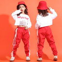 キッズダンス衣装 ヒップホップ HIPHOP セットアップ トップス パンツ へそ出し 子供 女の子 ガールズ チア ジャズダンス ステージ衣装 練習着 応援団 演出服