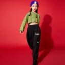 キッズダンス衣装 ヒップホップ HIPHOP セットアップ 豹柄 トップス パンツ へそ出し 子供 女の子 ガールズ チア ジャズダンス ステージ衣装 練習着 応援団 演出服