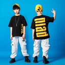 キッズダンス衣装 ヒップホップ HIPHOP セットアップ 半袖 トップス パンツ 子供 男の子 女の子 ガールズ チア ジャズダンス ステージ衣装 練習着 応援団 演出服