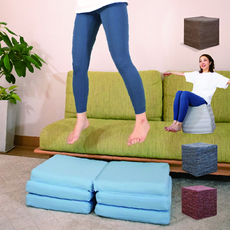 1台8役7変化の運動ツール! HANERUTO はねると あなたのお部屋がパーソナルジムに パネフリ工業【トランポリン バランスボール ヨガマット オットマン ...