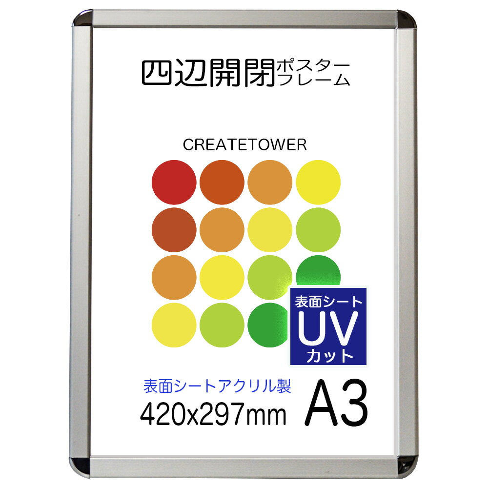 【UVアクリル2mm厚】ポスターフレーム CA111 A3 ポスターパネル簡単入れ替え前面開閉式【屋内用】