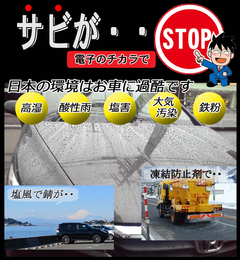楽天市場 サビ止め レギュラータイプ Model 46 40 海の潮風 凍結防止剤等から電子の力でボディをサビから愛車を守る プリウス ハイエース アウディ ゴルフ等 電子錆防止装置ラストストッパー パネル王国 楽天市場店