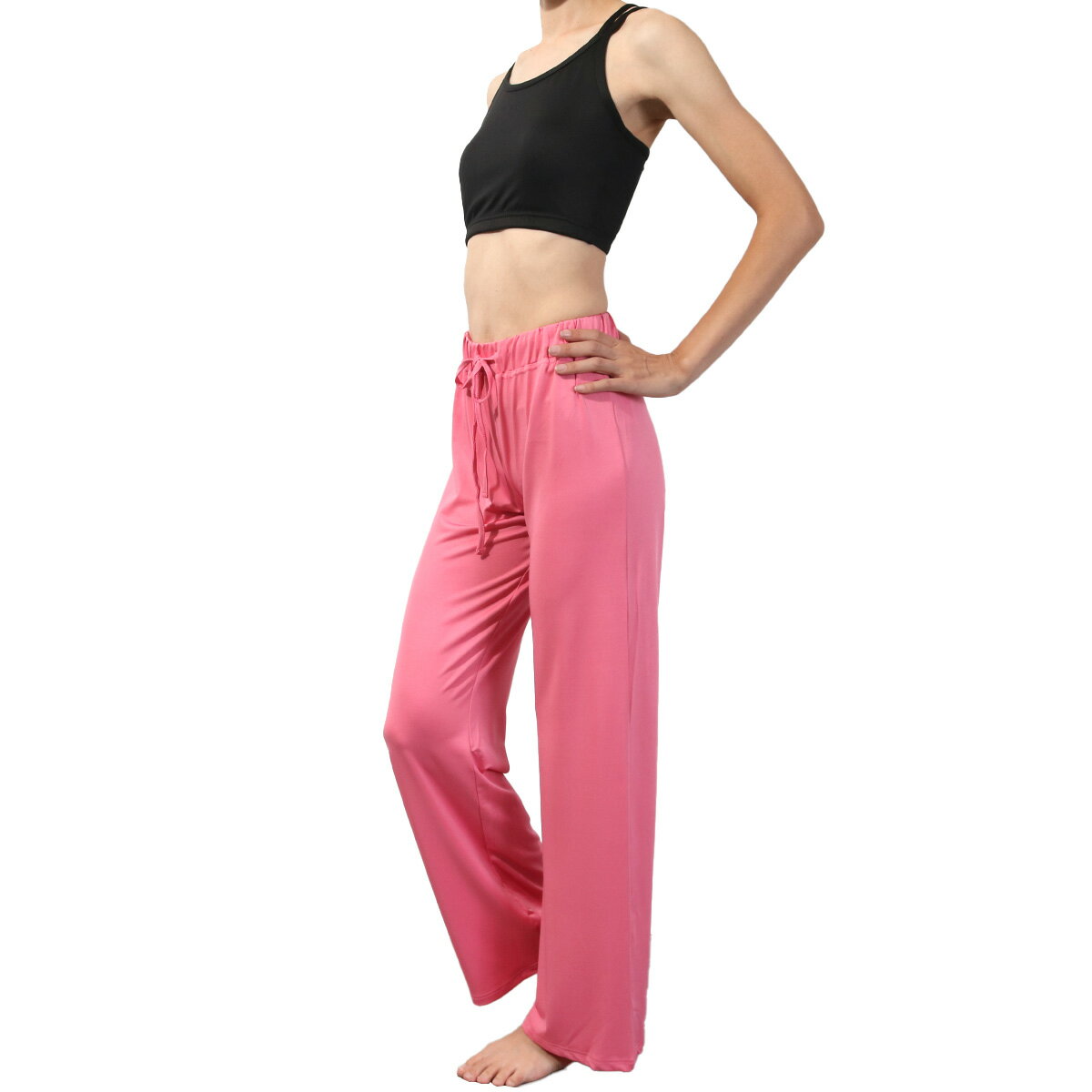 【ピンク1】4WAYストレッチ スリム ロングパンツ (WOMENS) WOMEN ガーメントダイリサイクルストレッチ ロングパンツ パウダーピンク