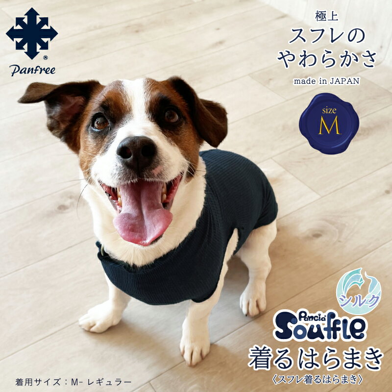 【日本製】Pancia® Souffle 着るはらまき Mサイズ 犬用 腹巻き ドッグウェア 冷え防止 シルク 犬服 ペット 小型…