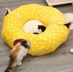 Panni 猫 トンネル　ハウス 遊び場 ベッド　毛玉ボール付き 折り畳み可 進化版　選べる2色　多数猫適用
