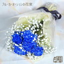 『ブルーカーネーションの花束』 青いカーネーション 青 染め 花 青い花束 カーネーション かすみ草 カスミソウ ハイブリットスターチス 生花 花束 ブーケ 誕生日 還暦 古希 結婚記念日 周年 祝い お見舞い 退院祝い 退職 送別 男性 /FGP