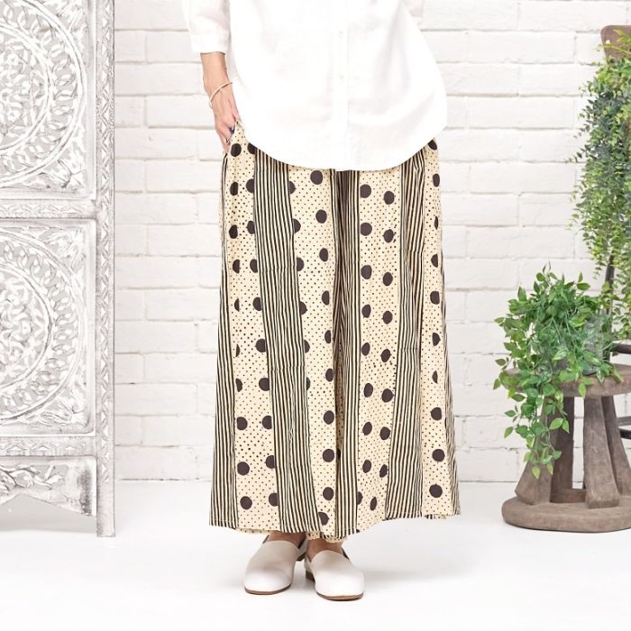 マライカ コットンドットストライプコンビワイドパンツ GIPT503H