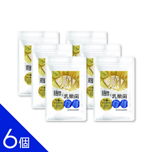 樂天商城 - 【6個】『生こうじ酵素プラス乳酸菌60』麹 酵素 サプリ 乳酸菌 ビフィズス菌 穀物麹 発酵 健康維持 60粒 栄養補助食品 サプリメント
